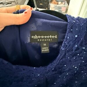 Blue Sequin Sheath Evening Gown Size 14